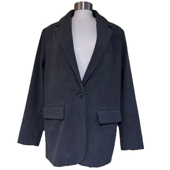 American Eagle Outfitters Gray One Button Preppy Boyfriend Blazer SZ M New - Picture 1 of 9